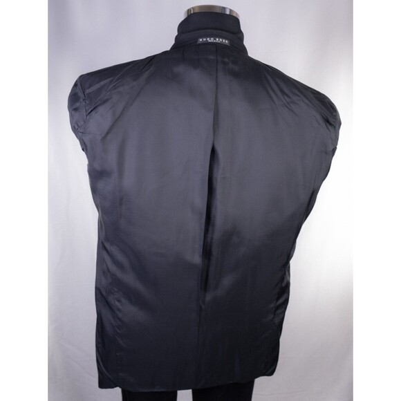 BOSS Hugo Boss Men 3 Button Blazer 40R Wool Solid Black Coat Jacket Blazer EUC - Picture 12 of 14